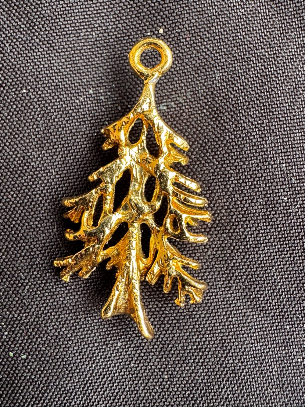 Gold Tone Christmas Tree Pendant with Red, Green, and Clear Stones - Picture 2 of 3